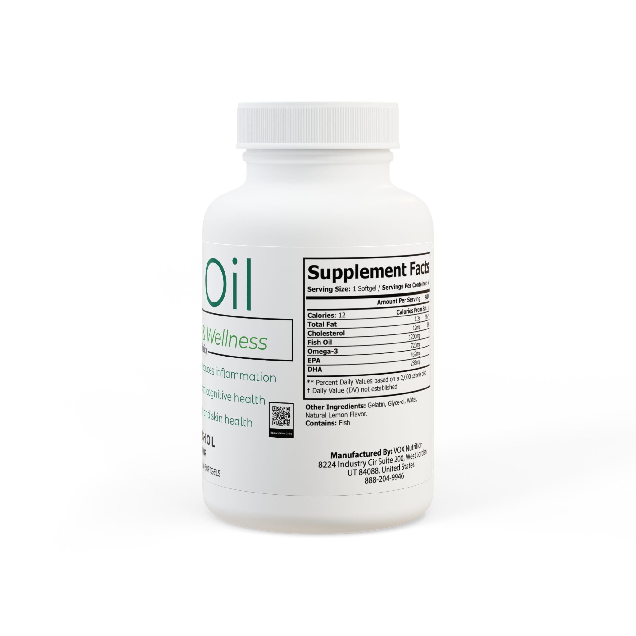 Omega 3 Fish Oil Supplement (60 Softgels)